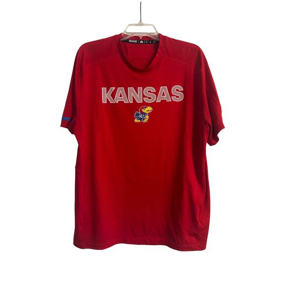 adidas Other - VGUC Adidas KU Jayhawks Red Short Sleeve Tee Kansas University Climalite Sz XL